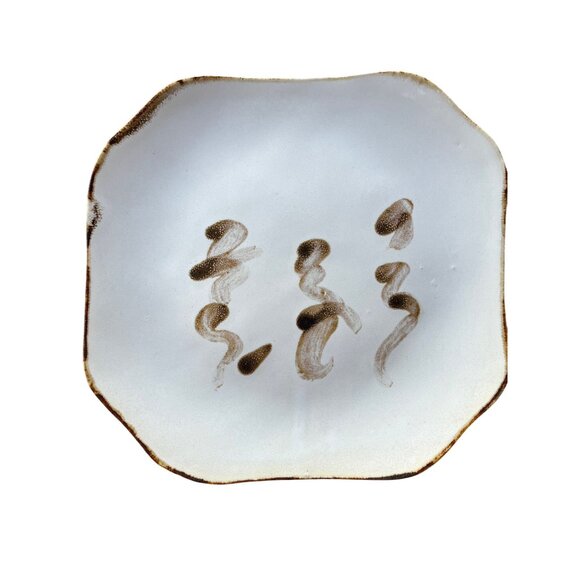 VTG Signed Handcrafted Ceramic Plates Abstract Earth Brushstroke Design Set Of 2 - Picture 3 of 13